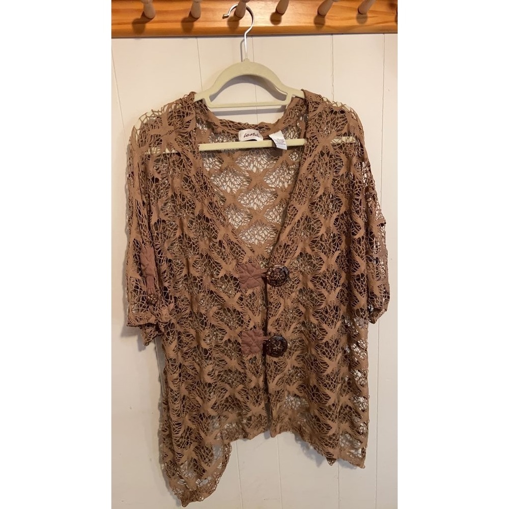 Le Moda Brown Crochet Cardigan